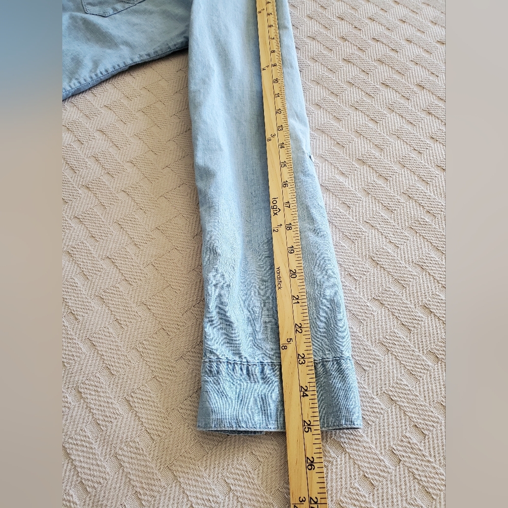 C&C California Chambray Tie Front Button Down Shirt Blue - Picture 10 of 12